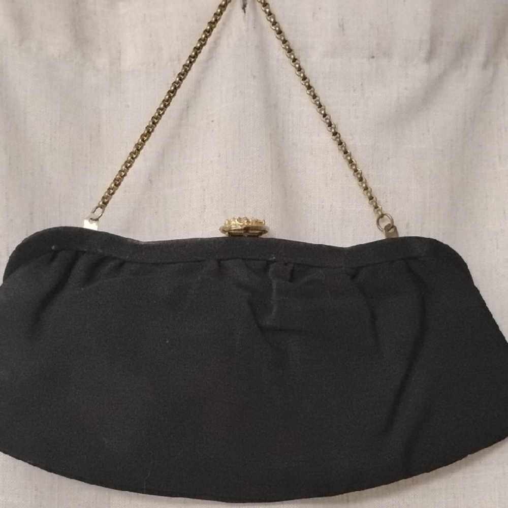 1940s Rare Rhinestone Encrusted Snap Gold Chain Vintage Women's Bag